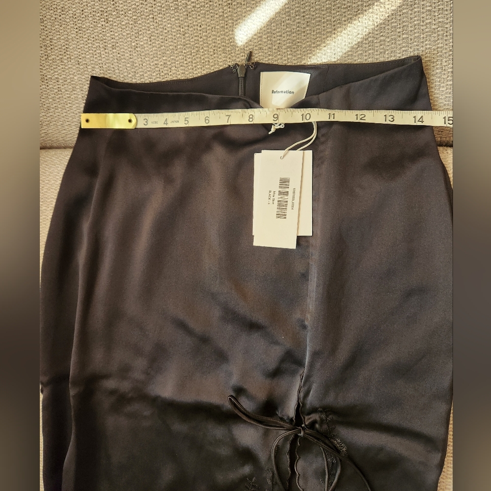 Reformation Black Mira Silk Embroidered Skirt - Picture 8 of 12